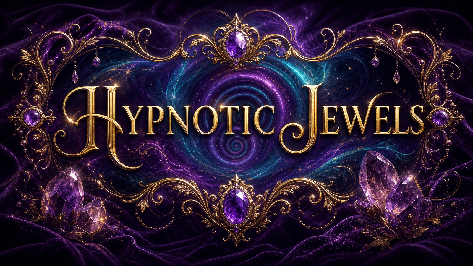 Hypnotic Jewels banner with purple and gold hypnosis-inspired jewel design